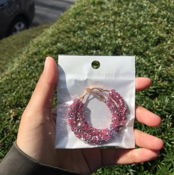 Circle Shiny Crystal Big fashion Earrings - Picture 2 of 7